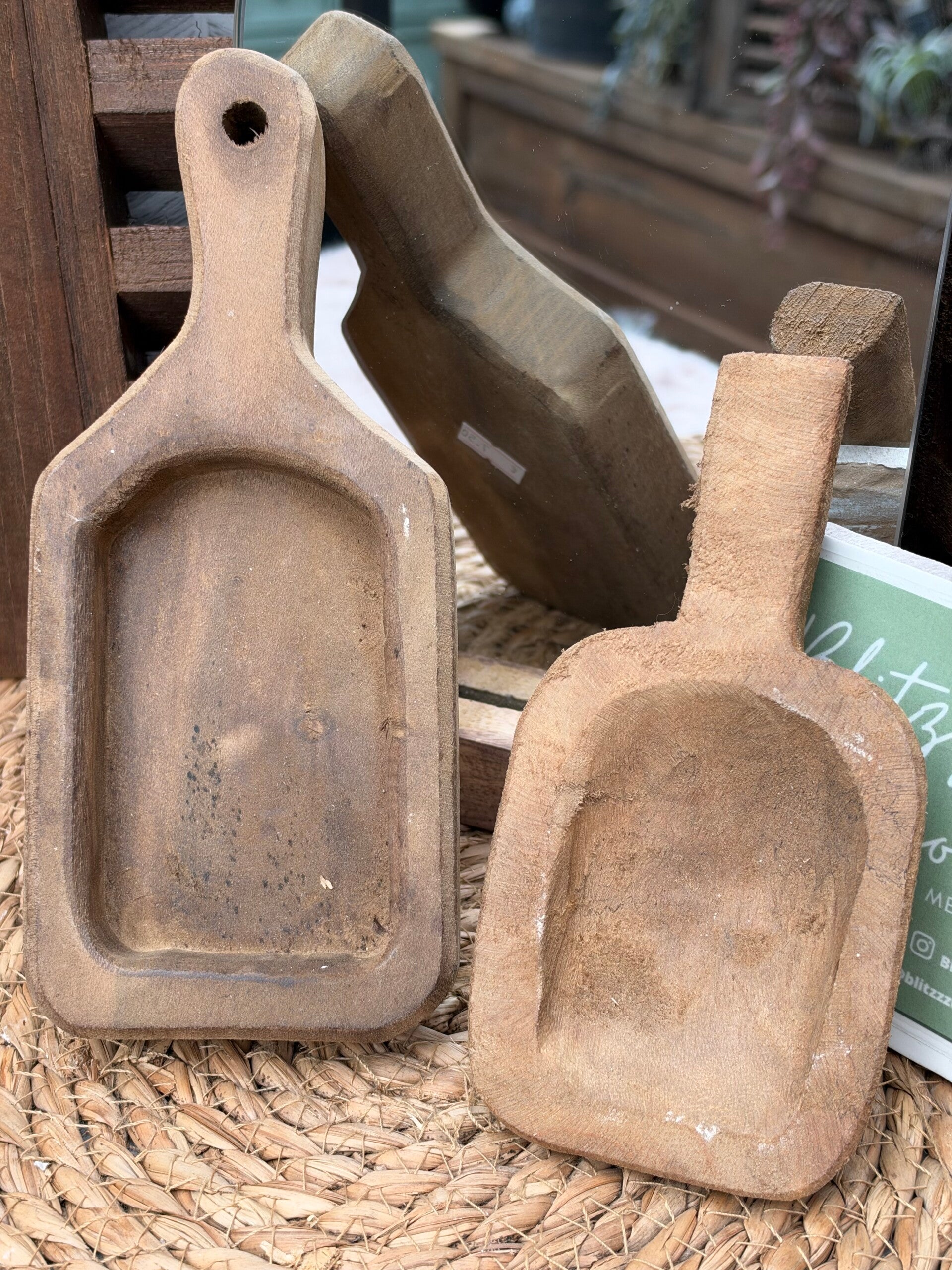 Lepel / schep teak hout verschillende maten