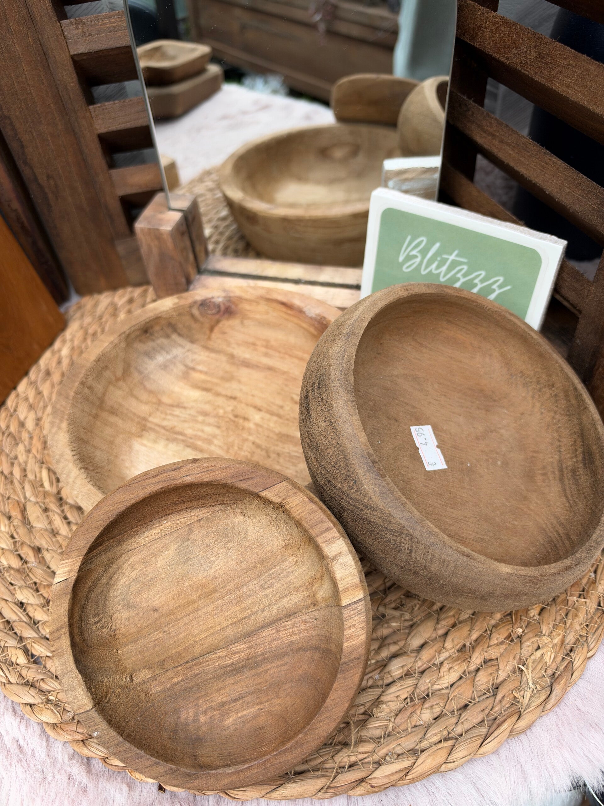Schaaltjes rond teak hout verschillende maten