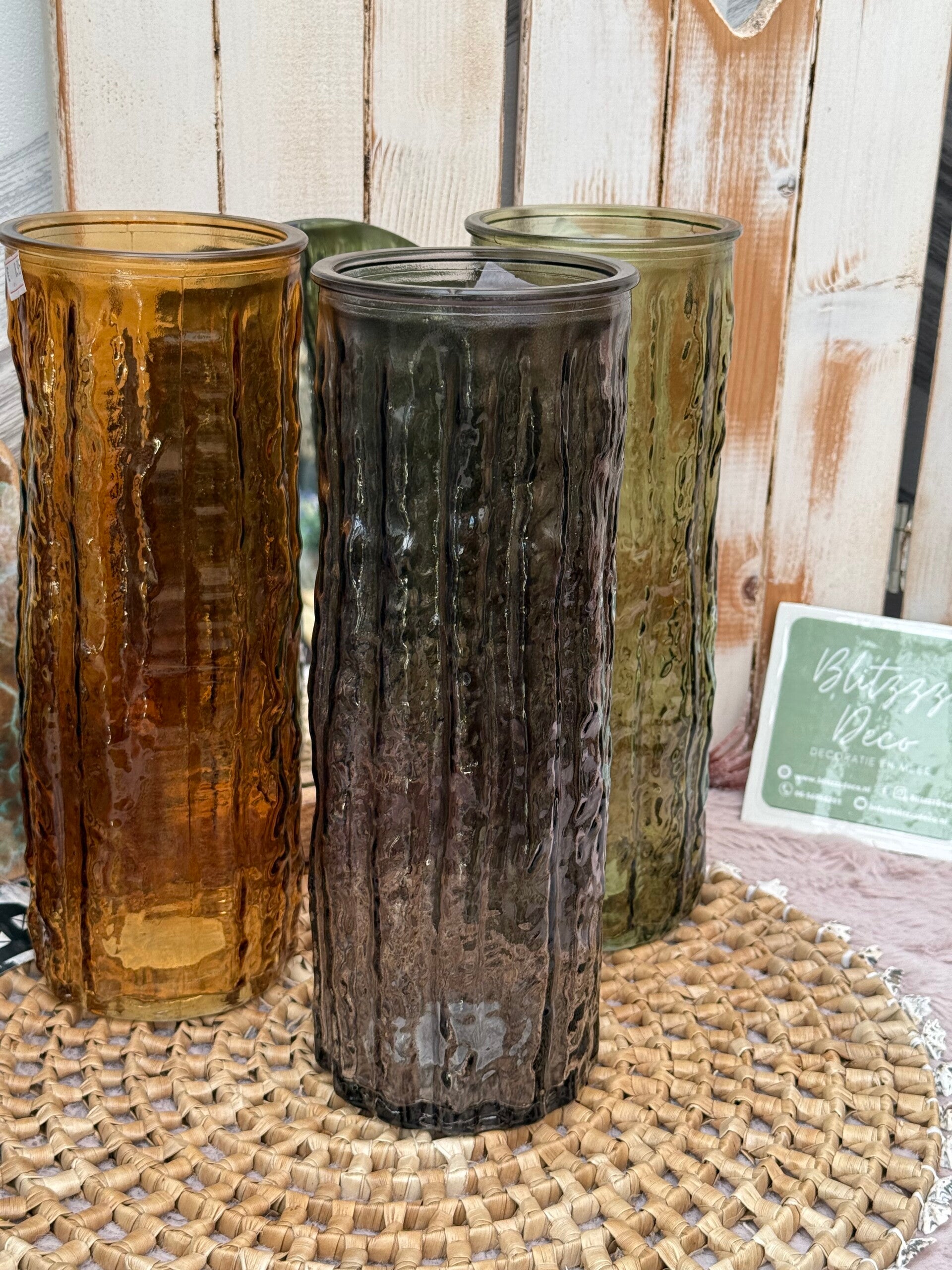 Glazen ribbel vaas verschillende kleuren