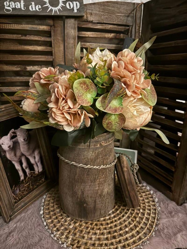 Bos bloemen kunst pioenrozen en hortensia