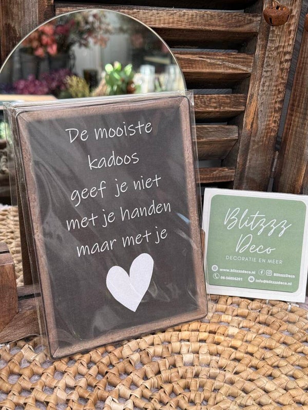 Tekst bordje : de mooiste cadeaus