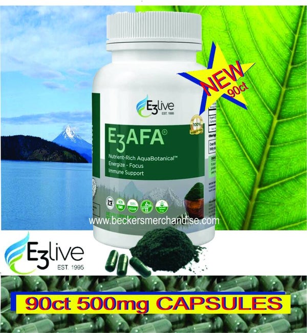 E3AFA Organic Blue-Green Algae Capsules - 90ct 500 mg - for Vitality & Energy Support Dietary Supplement,Vitamins,Organic,Vegan,Helps Everyone +Autism-AutisticDietary Supplement,Vitamins,Organic,Vegan,Helps Everyone +Autism-Autistic