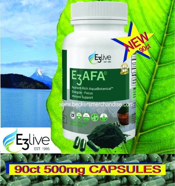 E3AFA Organic Blue-Green Algae Capsules - 90ct 500 mg - for Vitality & Energy Support Dietary Supplement,Vitamins,Organic,Vegan,Helps Everyone +Autism-AutisticDietary Supplement,Vitamins,Organic,Vegan,Helps Everyone +Autism-Autistic