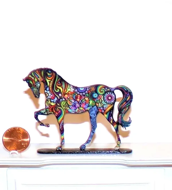 Dollhouse Miniature Multi-Colored Horse Statue