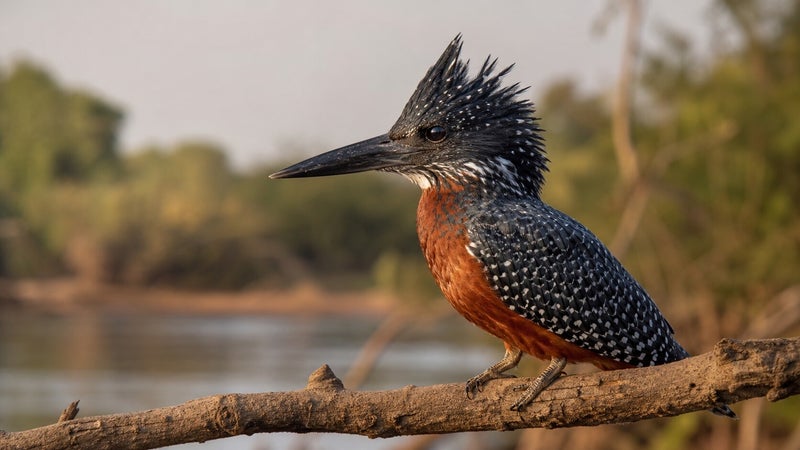 GIANT KINGFISHER usually secretive and under cover but here perched in full view