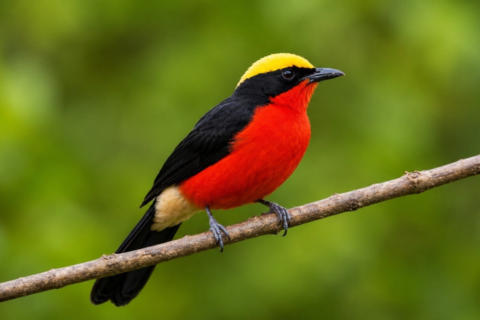 yellow-crowned Gonolek  photographed in The Gambia