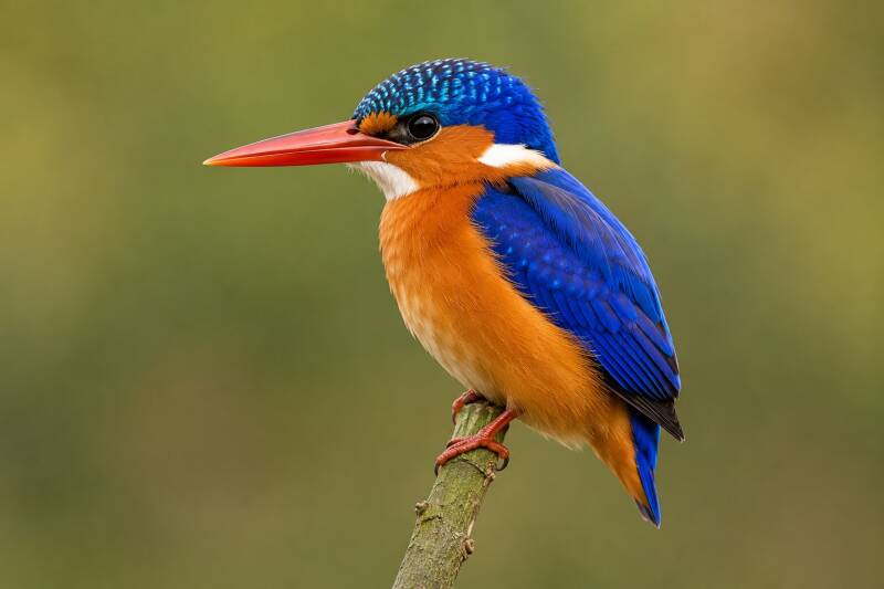 Malachite Kingfisher photographed from a public hide near Kotu Creek