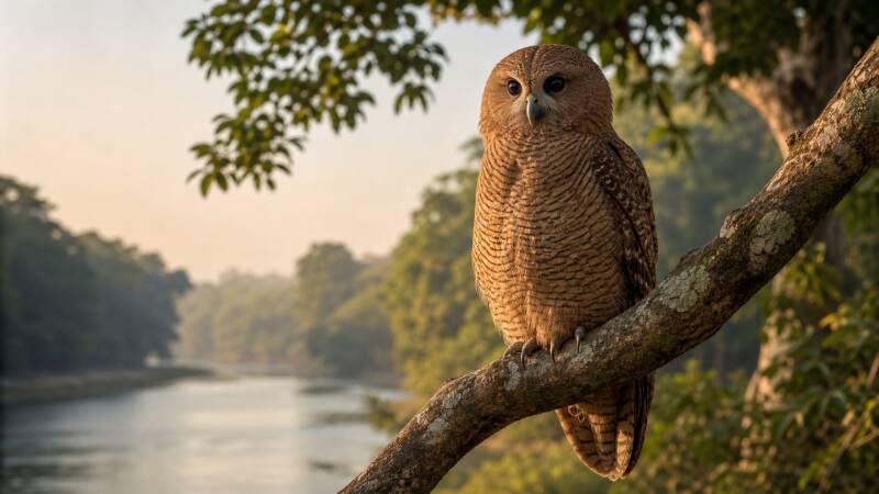 Pel’s Fishing Owl on the lookout for prey