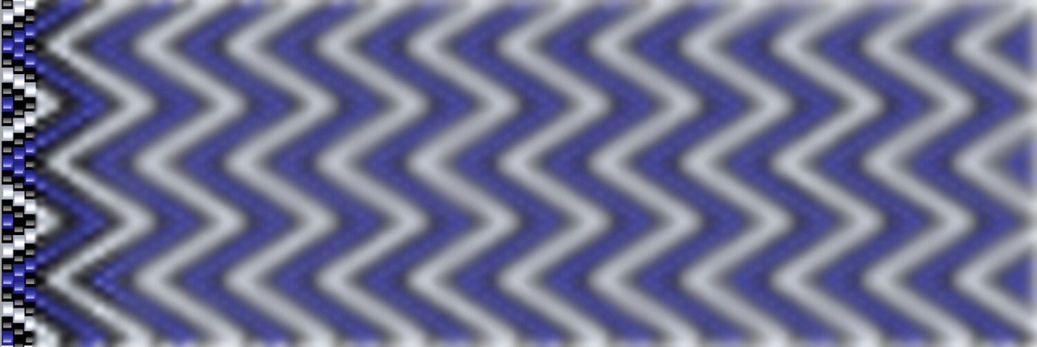 Zickzackmuster in Blau und Weiß, das eine Chevron-Optik zeigt.