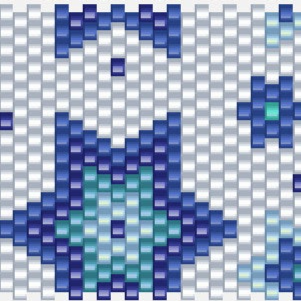  Blau-weißes Muster mit tribalem Design, ideal für Häkelprojekte und kreative Handarbeiten.