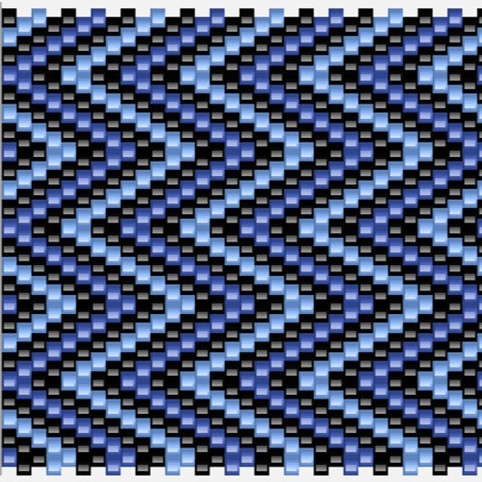  Blau-schwarzes Chevron-Muster mit diagonalen Linien in einem wiederholenden Design.
