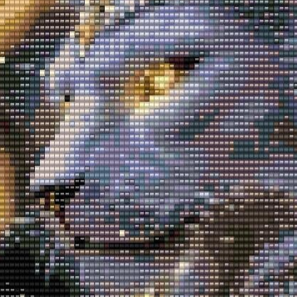 Elegantes Kreuzstichmuster eines weißen Löwen, der goldene Flügel ausbreitet, perfekt für Perlenweben-Projekte.