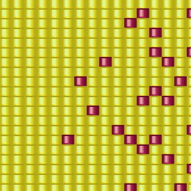 Muster aus roten und gelben Quadraten, die ein lebhaftes Design für Armbänder schaffen.