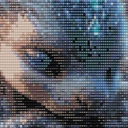 Ein Kreuzstichmuster eines Drachen, der elegant einen blauen Ball hält, kunstvoll und detailreich gestaltet.