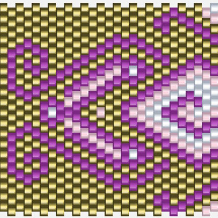 Stilvolles Häkelmuster mit einem modernen, abstrakten Design, ideal für anspruchsvolle Handarbeitsprojekte.