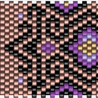 Stilvolles lila und schwarzes Tribal-Muster, das eine faszinierende, kulturelle Ästhetik vermittelt.