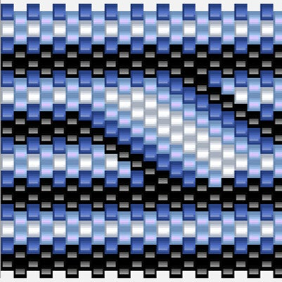 Blau-weißes, elegantes Woven-Muster, ideal für Häkelprojekte und kreative Designs.