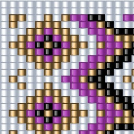 Lila-schwarzes geometrisches Muster auf weißem Hintergrund, ideal für Armband-Webprojekte.