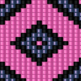 Pink-schwarzes Diamantmuster, perfekt geeignet für das Weben von Armbändern.