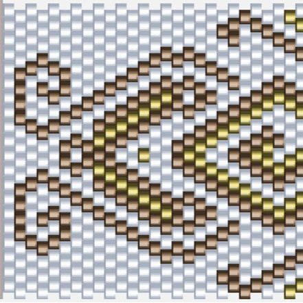 Ein elegantes Häkelmuster in Weiss und Braun, das eine harmonische und stilvolle Textur präsentiert.