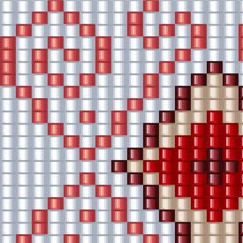 Rotes und weißes Design, das für kreative Armband-Webprojekte geeignet ist.