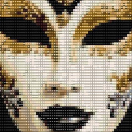  Detailreiches Muster einer goldenen und schwarzen Maske, perfekt für Perlenweben.