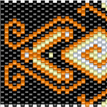 Ein elegantes, orange-schwarzes Muster mit einem raffinierten Diamantdesign.