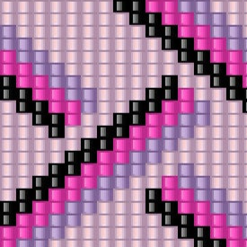 Ein pink-schwarzes Muster mit diagonalen Linien, ideal für Armband-Webprojekte.