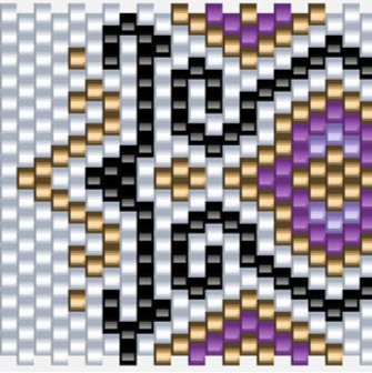 Ein elegantes, lila-schwarzes Tribal-Muster, das kunstvoll und ansprechend gestaltet ist.