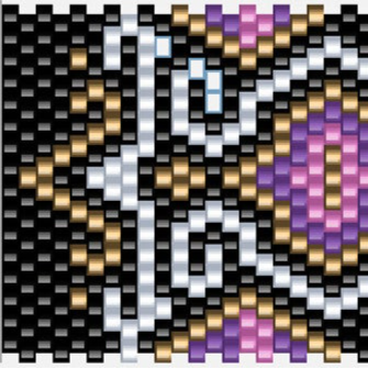 Stilvolles lila und schwarzes Tribal-Muster, das eine faszinierende, kulturelle Ästhetik vermittelt.