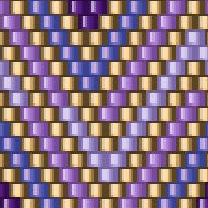 Ein Häkelmuster mit lila und goldigen Dreiecken, elegant angeordnet für ein stilvolles Häkelprojekt.