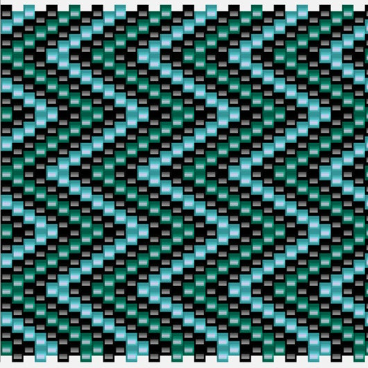 Zickzackmuster in Blau und Grün, das eine Chevron-Optik zeigt.