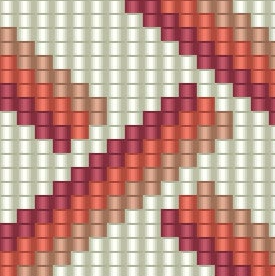  Rotes und weißes Muster mit quadratischen Formen, ideal für das Weben von Armbändern.