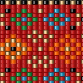 Ein stilvolles, gewebtes Armband in warmen Rot- und Orangetönen, geschmückt mit einem einzigartigen Muster.