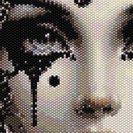  Kunstvolles Muster einer Frau, die einen modischen schwarz-weißen Hut trägt, voller Anmut und Stil.