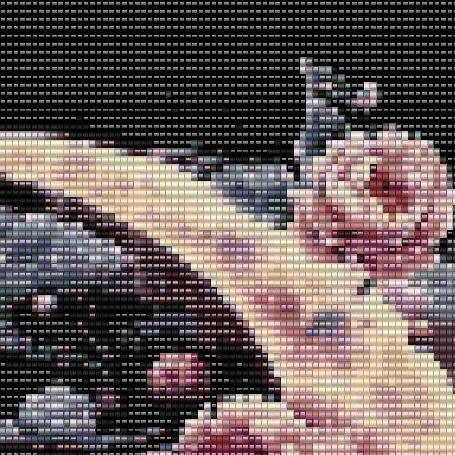  Detailreiches Muster eines Totenkopfs, umgeben von eleganten Rosen, perfekt für Handarbeitsliebhaber.