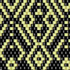 Raffiniertes geometrisches Design in Gelb und Schwarz, perfekt für kreative Häkelprojekte.