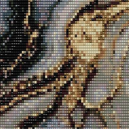 Perlenwebenmuster in Gold und Schwarz mit Marmor-Effekt, ideal für kreative Perlenweben-Projekte.