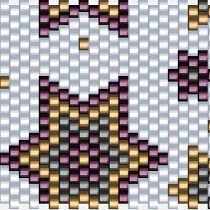 Geometrisches Muster in Lila, Blau und Gold, elegant und stilvoll, ideal für Häkelprojekte.