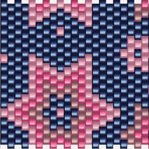  Stilvolles Muster in Blau und Rosa, mit einem zentralen Stern, geeignet für Häkelmuster-Vorlagen.