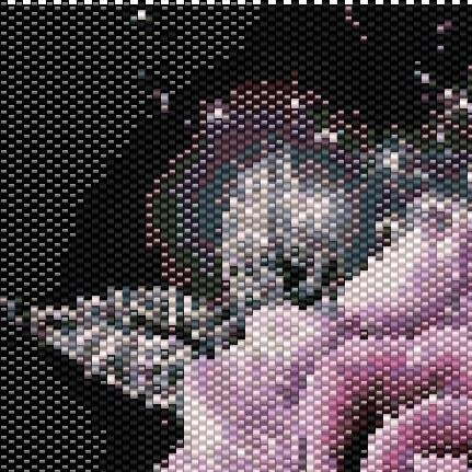  Kunstvolles Muster mit zarten lila Rosen, perfekt für edles Perlenweben.