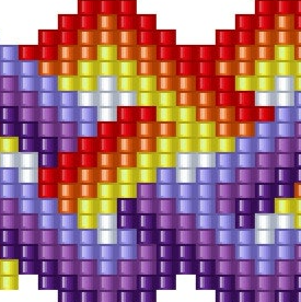 Farbige Perlen bilden ein kunstvolles Quadratmuster, das mit seiner Vielfalt an Farben Freude und Eleganz ausstrahlt.