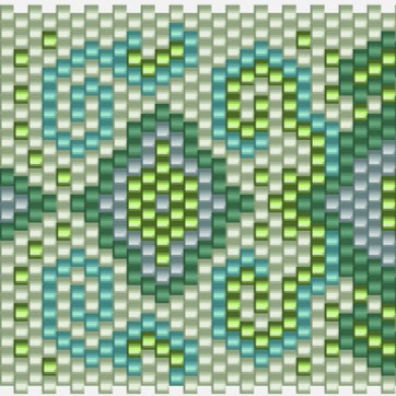 Raffiniertes  Muster in sanften Grün- und Blautönen, perfekt für kreative Häkelideen.