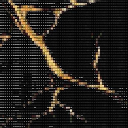 schwarzes Bild mit goldigen linien wie eine Astverzweigung.