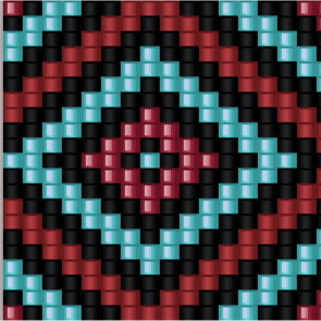 Streifenmuster in Rot, Blau und Schwarz, perfekt für kreative Armbandwebprojekte.