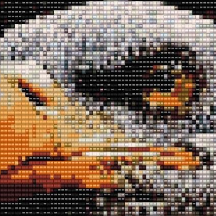 Detailreiche Ansicht eines Adlers mit zahlreichen Vögeln, inspiriert vom Perlenweben.