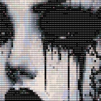  Kreuzstichmuster einer Frau umgeben von eleganten Blumen und Blättern, kunstvoll gestaltet und detailreich.