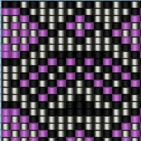 Ein elegantes Muster aus lila und schwarzem Quadrat mit einem schwarzen Rand, ideal für Armband-Webprojekte.