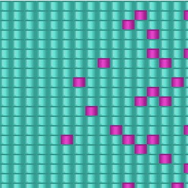Grün-pinkes Muster mit einigen Quadraten, ideal für das Weben von Armbändern.