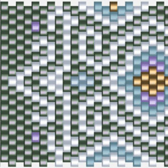 Stilvolles Tribal-Muster in lila und grün, das eine harmonische und kreative Ästhetik vermittelt.